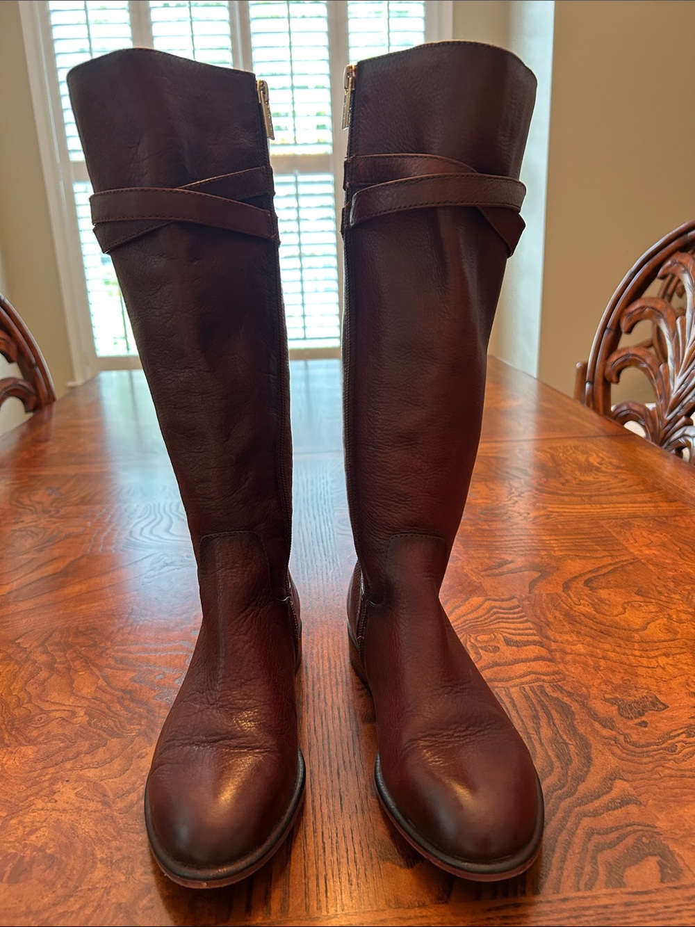 Isola Tall Leather Riding Boots in Dark Brown